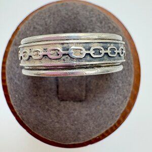 VTG Solid Sterling Silver 925 Chain Oval Link Textured Band Ring Size 10